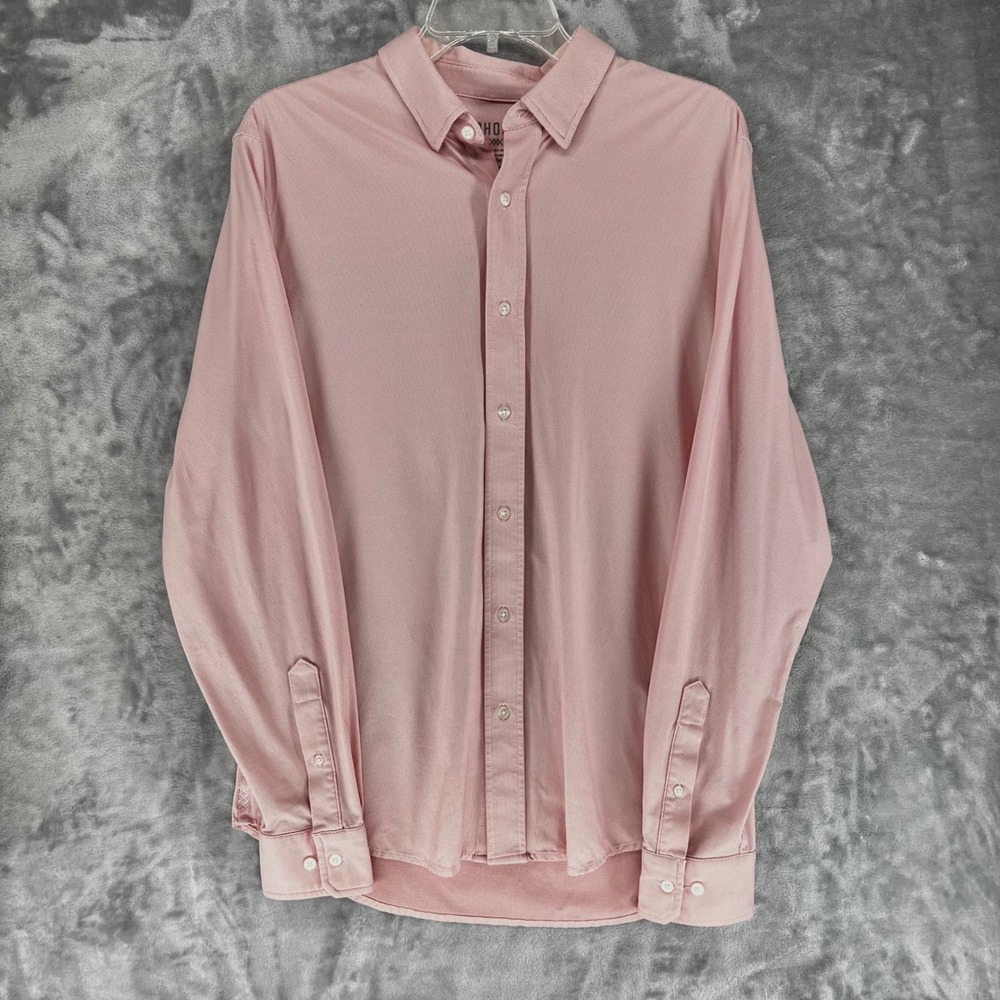 RHONE Mens M Pink Long Sleeve Button Down Shirt Performance‎ Casual Stretch